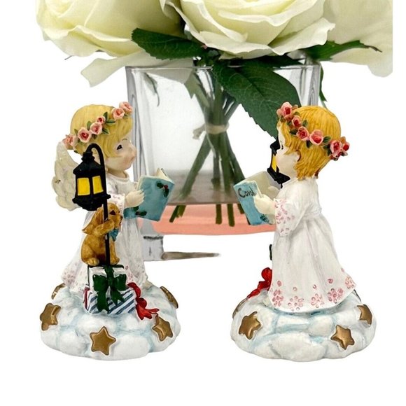 Vintage Anco Merchandise Choir Angels Puppy Christmas Figurines Set of 2 *See - Picture 2 of 7